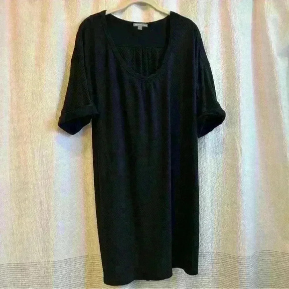 James Perse Short Sleeve‎ Ribbed Knit Twist Dress Angora Blend Black Size 4 - Picture 1 of 4
